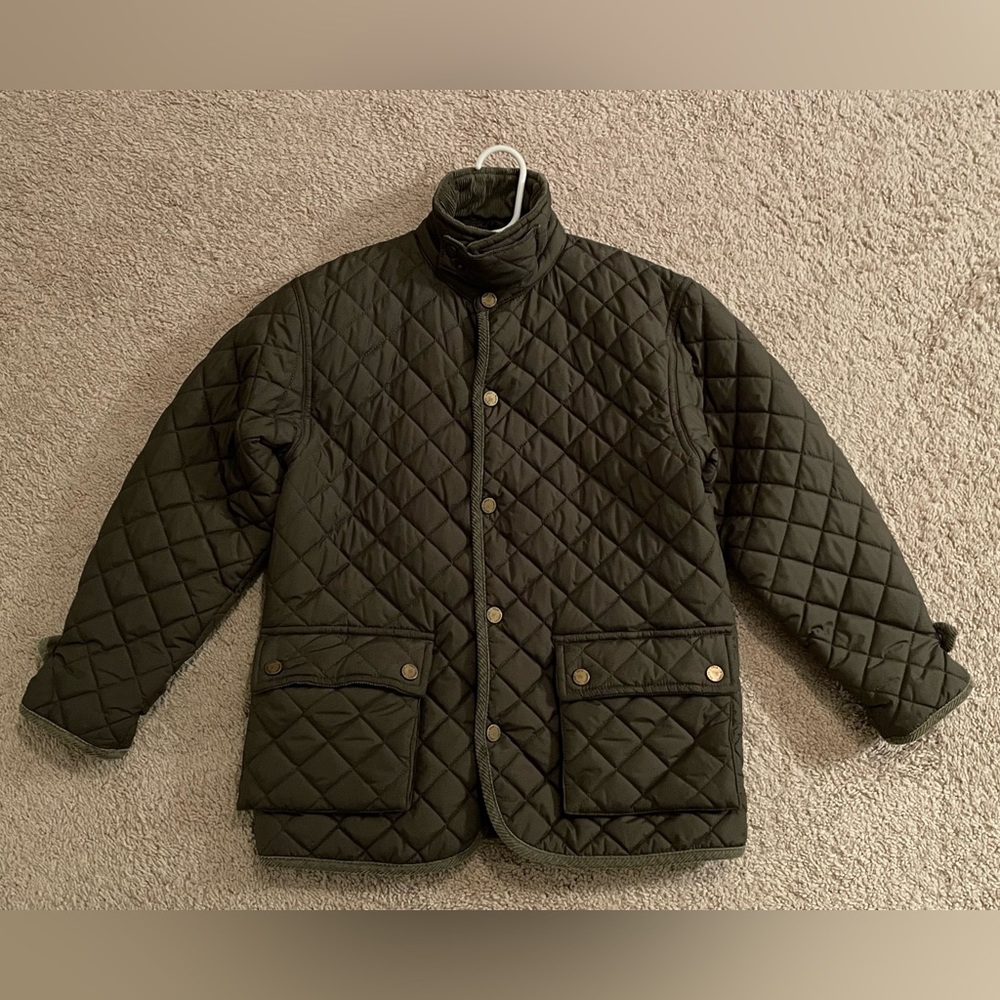 Boys size 7 quilted Polo Jacket - Olive